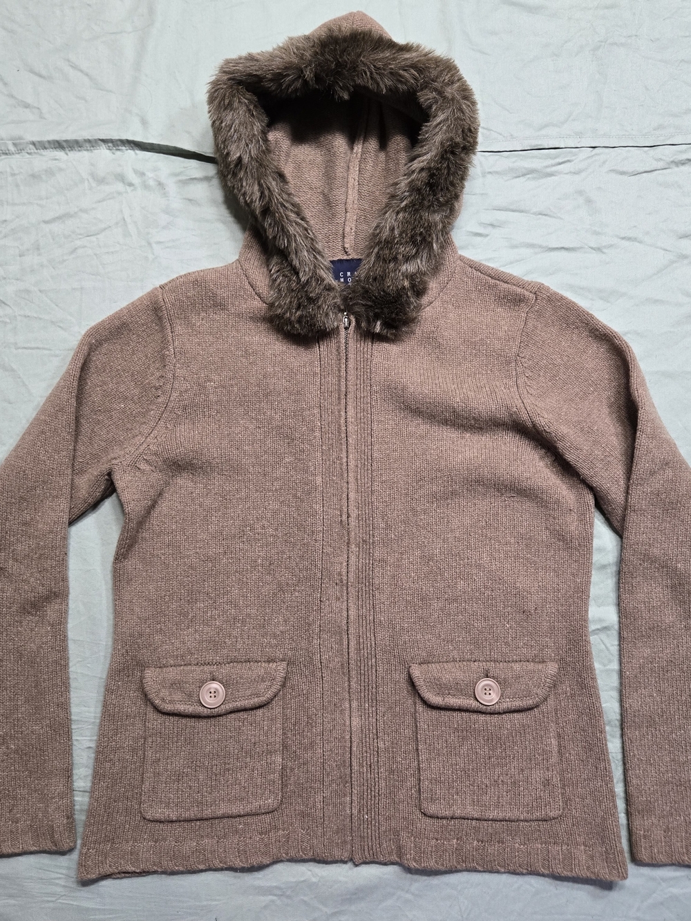 Crazy Horse Liz Claiborne Knit Lamb Wool Sweater Y2k Jacket Women's Medium